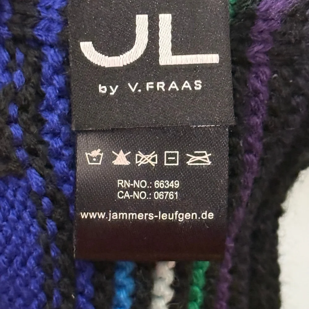 JL by V. Fraas Knit Striped Scarf Multicolor Blue Green Purple